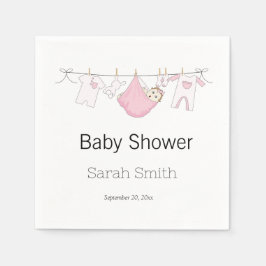 Clothesline Girl Cute Pink Baby shower Servet