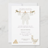 Clothesline Goose Nest Baby Shower Invitation Kaart (Voorkant)