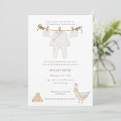 Clothesline Goose Nest Baby Shower Invitation Kaart (Staand voorkant)