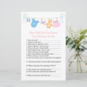 Clothesline Hoe goed ken je het baby shower spel? (Staand voorkant)