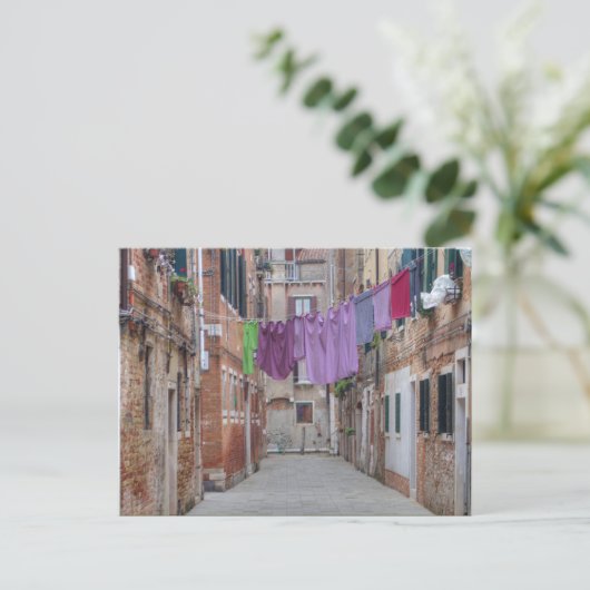 Clothesline in Venetië , Italië Briefkaart (Staand voorkant)