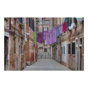 Clothesline in Venetië , Italië Perfect Poster