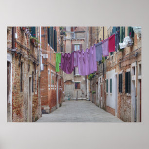 Clothesline in Venetië , Italië Poster