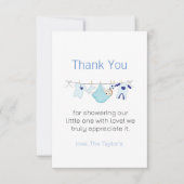 Clothesline Laundry Boy Baby shower Dank u Bedankkaart (Voorkant)