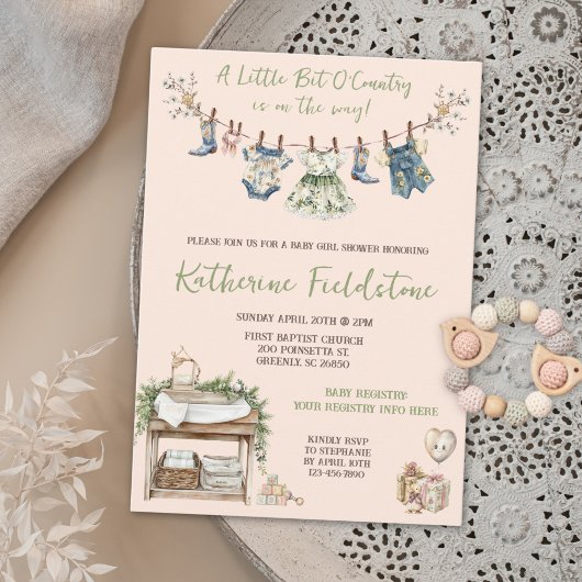 Clothesline Little Bit of Country Baby Girl Douche Kaart