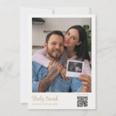 Clothesline Neutrale Baby Shower Foto QR-code Kaart (Achterkant)