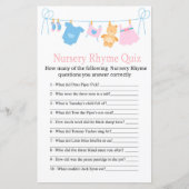 Clothesline Nursery Rhyme Quiz baby shower game (Voorkant)
