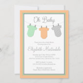 Clothesline Peach Mint Baby Girl Douche Uitnodigin Kaart (Voorkant)