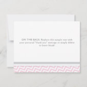 Clothesline Pink Grey Girl Baby shower Bedankkaart (Achterkant)
