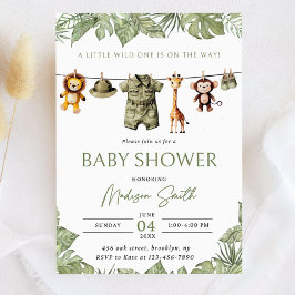 Clothesline Safari Baby Shower Invitation A Little Kaart