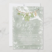 Clothesline Sage Green Cold Outside Baby Shower Kaart (Voorkant)