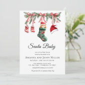 Clothesline Santa Baby Winter Shower Save The Date (Staand voorkant)
