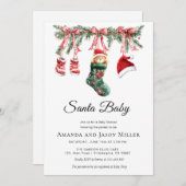 Clothesline Santa Baby Winter Shower Save The Date (Voorkant / Achterkant)