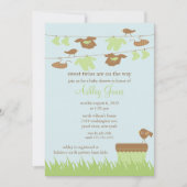 Clothesline Twins Geslacht Neutraal Baby shower Kaart (Voorkant)