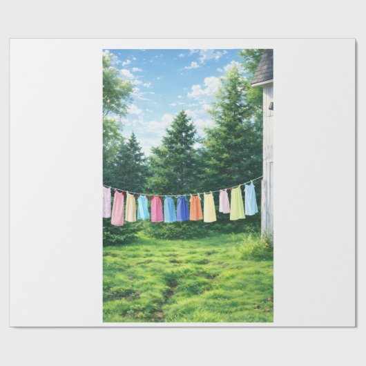 Clothesline Wrapping Paper | Nostalgic Laundry Cadeaupapier (Vlak)