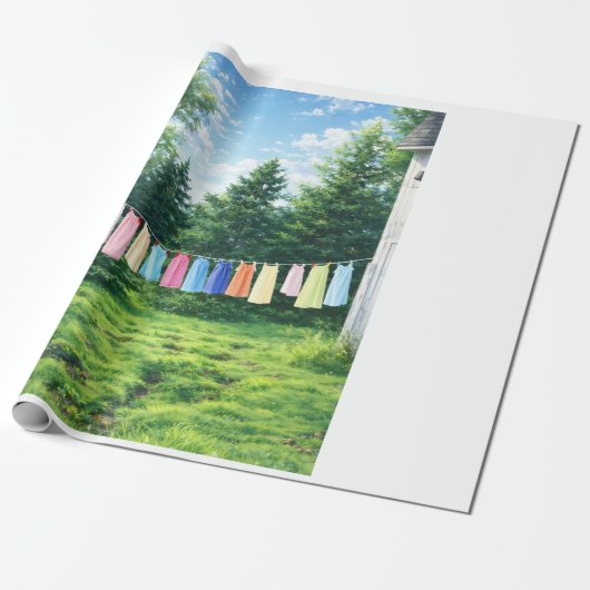 Clothesline Wrapping Paper | Nostalgic Laundry Cadeaupapier (Uitgerold)