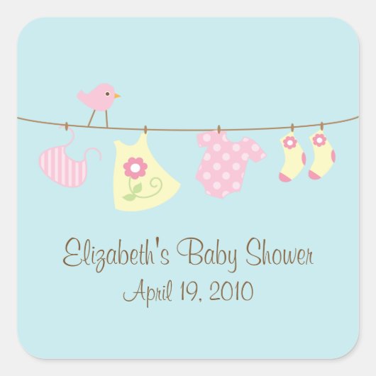 Clotheslines Baby Meisje Baby shower Sticker (Voorkant)