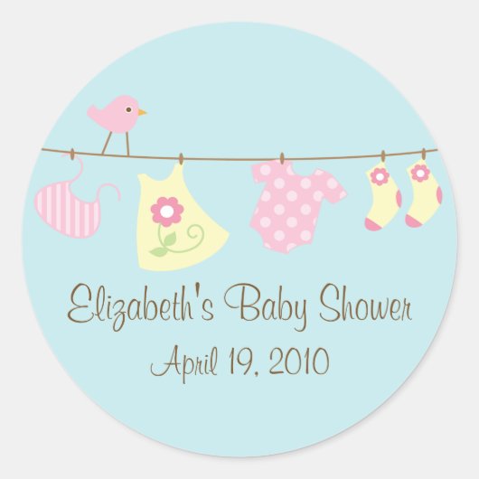 Clotheslines Baby Meisje Baby shower Sticker (Voorkant)