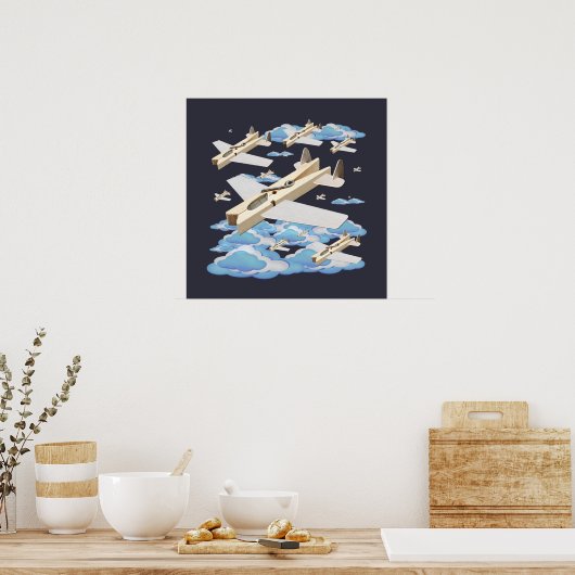 Clothespin Airplanes Poster (Keuken)