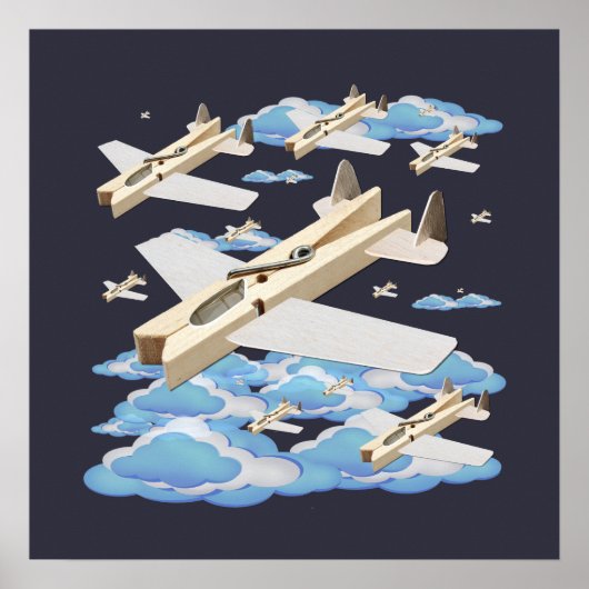 Clothespin Airplanes Poster (Voorkant)