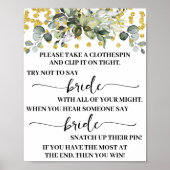 Clothespin Eucalyptus Goud Vrijgezellenfeest Spel  Poster (Voorkant)