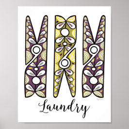 Clothespin Laundry Room Wall Art Poster
