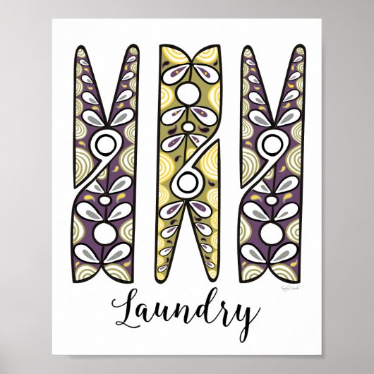 Clothespin Laundry Room Wall Art Poster (Voorkant)