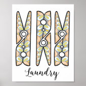 Clothespin Laundry Room Wall Art Poster (Voorkant)