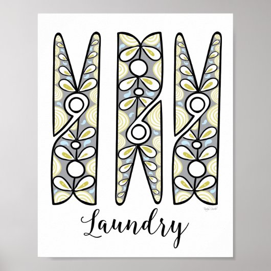 Clothespin Laundry Room Wall Art Poster (Voorkant)