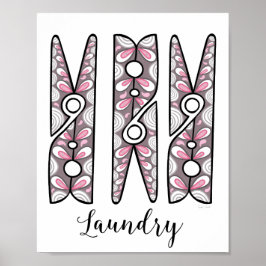 Clothespin Laundry Room Wall Art Poster