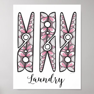 Clothespin Laundry Room Wall Art Poster