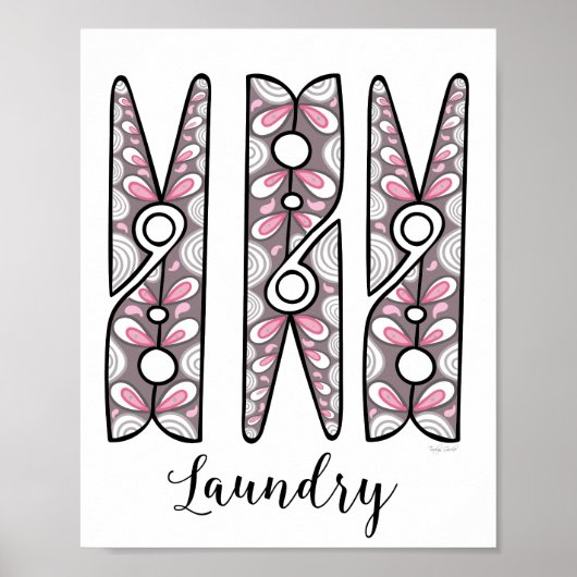 Clothespin Laundry Room Wall Art Poster (Voorkant)