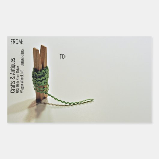 Clothespin RicRac Rack Craft Shipping Rechthoekige Sticker (Voorkant)