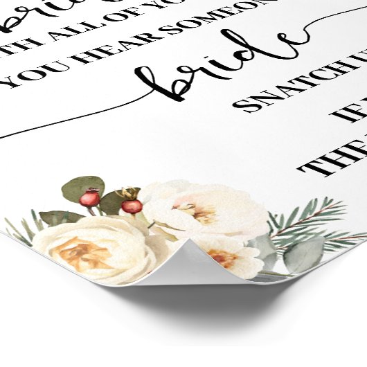 Clothespin Winter White Floral Bridal Shower Game Poster (Hoek)