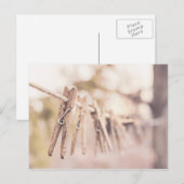 Clothespins op een Lijn Briefkaart (Voorkant / Achterkant)