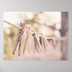Clothespins op een Lijn Poster
