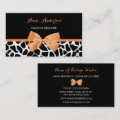 Clothier Girly Giraffe Print Sinaasappel lint boog Visitekaartje (Voorkant / Achterkant)