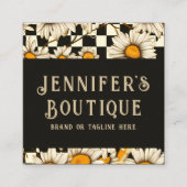 Clothing Tags Small Business Retro Groovy Daisy Contactkaartje (Voorkant)