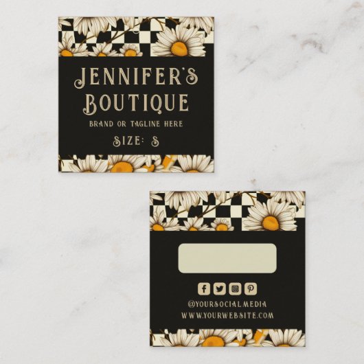Clothing Tags Small Business Retro Groovy Daisy Contactkaartje (Voorkant / Achterkant)