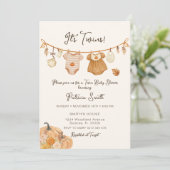 Clothsline Pumpkin Twins Baby shower Kaart (Staand voorkant)