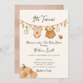 Clothsline Pumpkin Twins Baby shower Kaart (Voorkant / Achterkant)