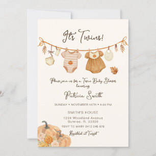 Clothsline Pumpkin Twins Baby shower Kaart