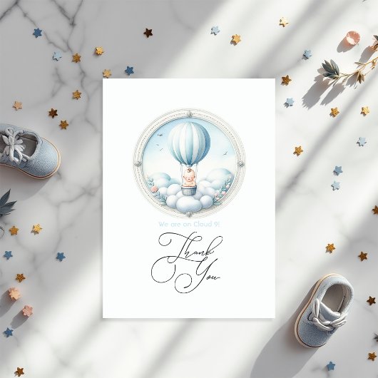 Cloud 9-Baby shower Bedankkaart