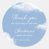 Cloud 9 Baby shower Dank je Ronde Sticker (Voorkant)