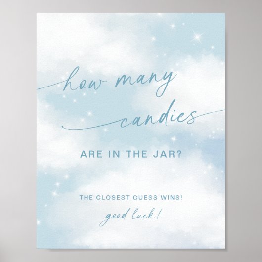 Cloud 9 Baby shower hoeveel Snoepjes spel Poster (Voorkant)
