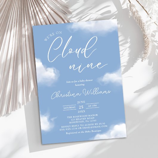 Cloud 9 Baby shower Invitation Kaart