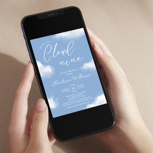 Cloud 9 Baby shower Invitation Kaart