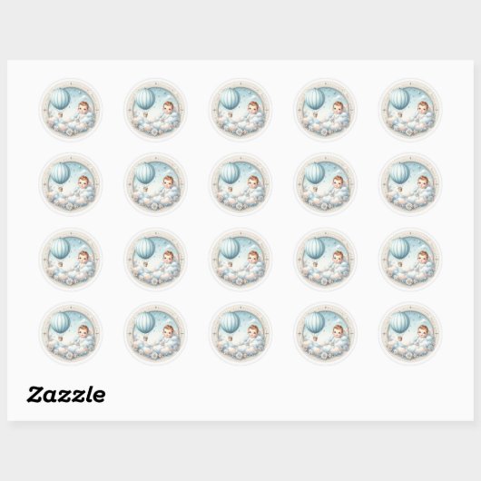 Cloud 9-Baby shower Ronde Sticker (Vel)