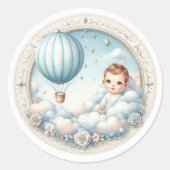 Cloud 9-Baby shower Ronde Sticker (Voorkant)