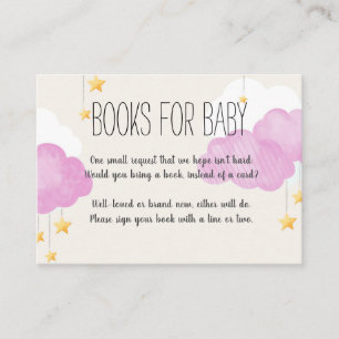 Cloud 9 Baby Shower Roze Boek Verzoek Visitekaartje